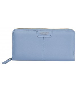 Lorenz Grained PU Long Zip Round Purse with Front Wallet Section