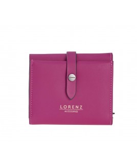 Lorenz RFID Small "Notebook Style" Smooth PU Trifold Purse Wallet with Decorative Tab