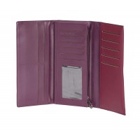 Lorenz RFID Long "Notebook Style" Smooth PU Trifold Purse Wallet with Decorative Tab