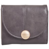 Lorenz RFID Shiny Leather Grain PU Small Flapover Purse Wallet with Inner Zip Round Section