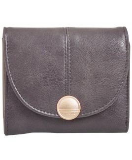 Lorenz RFID Shiny Leather Grain PU Small Flapover Purse Wallet with Inner Zip Round Section