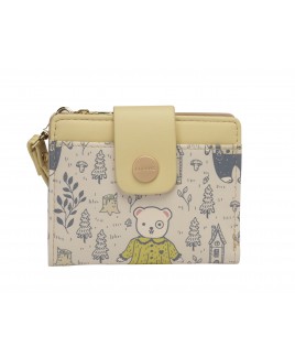 Lorenz RFID Teddy Bears Picnic PU Small Tabbed Purse Wallet with Zip Round Purse Section & Detachable Wrist Strap