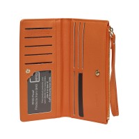 Lorenz Long Purse Wallet with Top Zip & Wrist Strap
