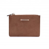 Lorenz  Suedette Finish Grain PU Slim Credit Card Case with Multiple Card Slots & Top Zip