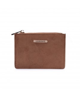 Lorenz  Suedette Finish Grain PU Slim Credit Card Case with Multiple Card Slots & Top Zip
