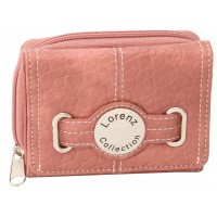 Lorenz RFID Heavy Grain PU  Zip Round Purse with Front Flap & Back Pass Pocket- CLEARANCE