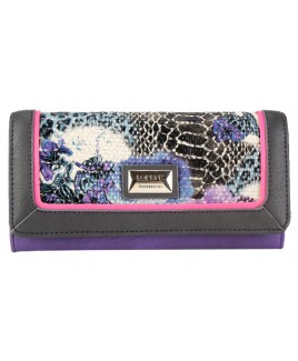 Lorenz Snake & Leather Grain PU Flapover Purse-CLEARANCE!