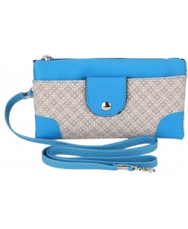 Contrast Design PU Purse/Bag with Neck Strap Front Flap & Top & Back Zip-CLEARANCE!