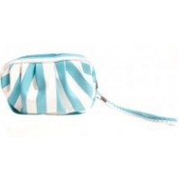 Striped Twin Zip Pleated Design Purse with Wrist Strap-CLEARANCE!