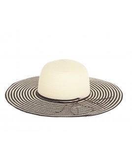 Ladies Wide Brim Stripy Sun Hat
