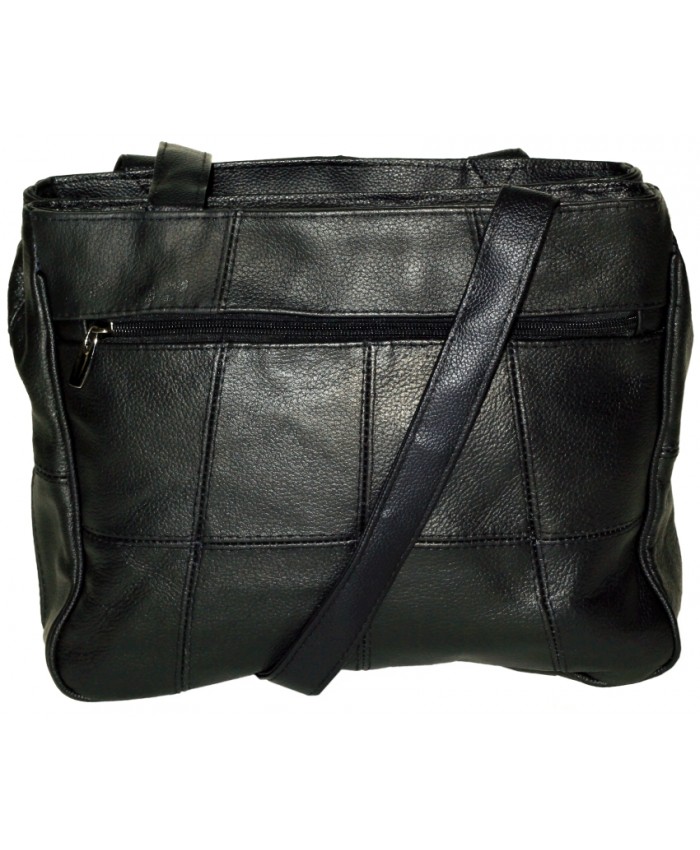 Lorenz Cow Hide Large Multi Zip Bag with Phone Pocket | Stafford Wholesale