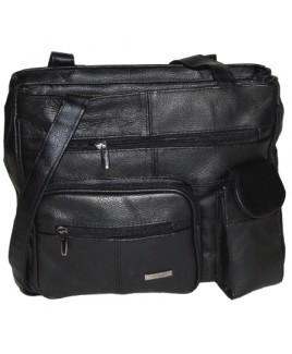 Lorenz Cow Hide Large Multi Zip Bag with Phone Pocket-LOWER PRICE!!