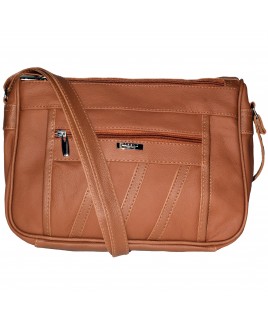 Lorenz Cow Hide Double Top Zip Shoulder Bag - FURTHER REDUCTIONS !