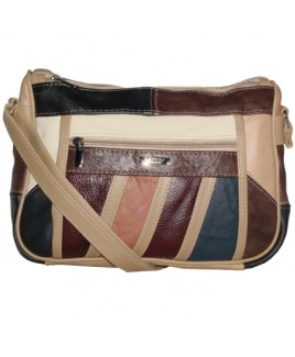 Lorenz Cow Hide Multi Double Top Zip Shoulder Bag-NEW LOW PRICE!