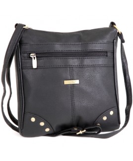 Lorenz Leather Grained PU Multi Zip Cross-Body Bag-CLEARANCE!