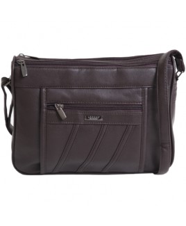 Lorenz Leather Grain PU Double Top Zip Shoulder Bag- NEW LOWER PRICE!