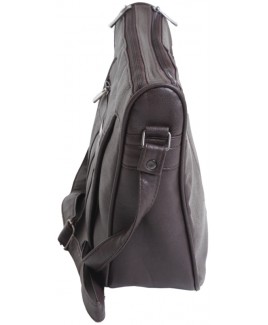 Lorenz Leather Grain PU Double Top Zip Shoulder Bag