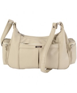 Lorenz Leather Grain PU Twin Top Zip Bag with Front, Back & Side Pockets- CLEARANCE!