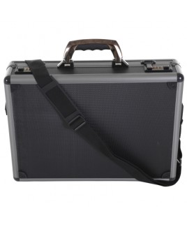 thumbnail interactive-video image 1 of Freelogix Executive Black Faux Leather Expanding Briefcase With Lock - Laptop Pilot Case Bag 1 of 2