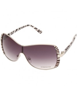 Oversized Sunglasses with Silver Frame & Zebra Print Temples - SALE PRICE !