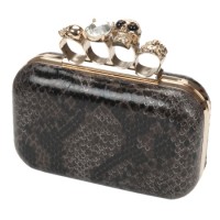 ***** Snake Grain PU Clutch Bag Gold Knuckle Rings- FLASH SALE- WHILE STOCKS LAST!!!- GREAT STOCKING FILLER