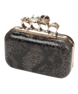 ***** Snake Grain PU Clutch Bag Gold Knuckle Rings- FLASH SALE- WHILE STOCKS LAST!!!- GREAT STOCKING FILLER