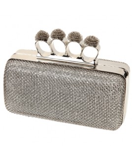 Metal Mesh Evening Clutch Bag with Knuckle Rings-NEW LOW PRICE!